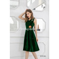 Wholesale Pleat Elegant Soiree Sleeveless Women Evening Dress Flower Pattern